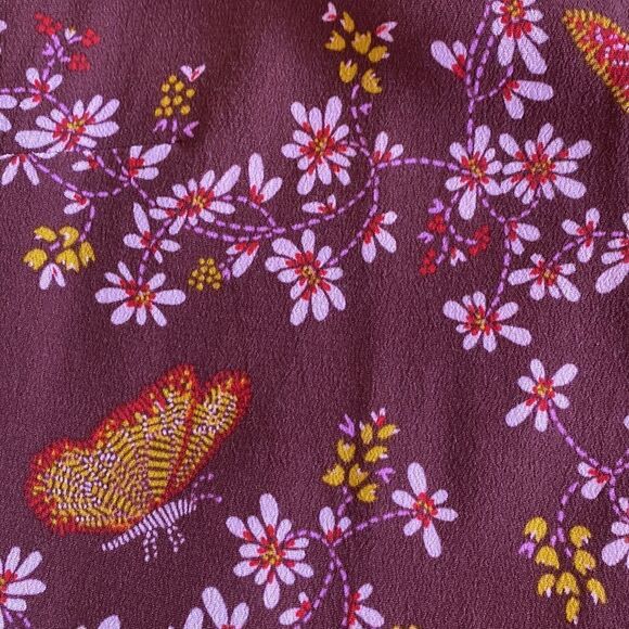 Madewell Crimson Tie-Sleeve Wrap Top in Butterfly Sanctuary Size 8 - Picture 15 of 15